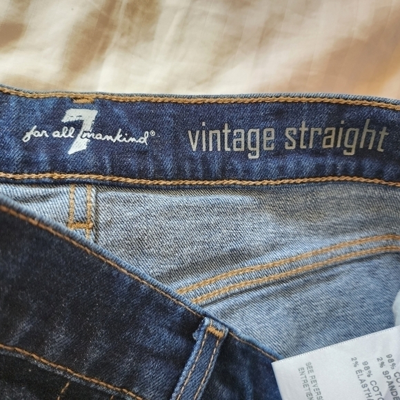 7 For All Mankind Vintage Straight Hidden Button Fly High-Rise Jeans size 30 - Picture 6 of 8